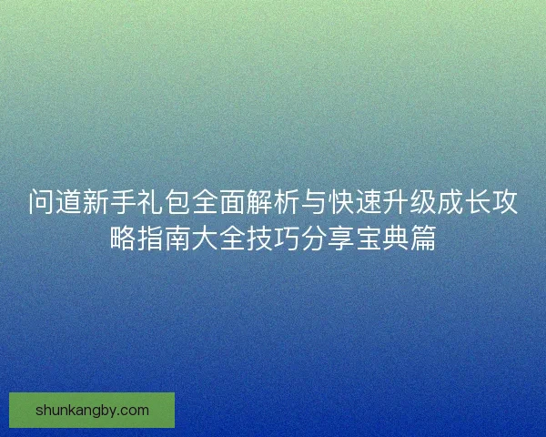 问道新手礼包全面解析与快速升级成长攻略指南大全技巧分享宝典篇
