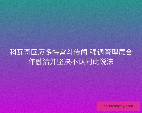 科瓦奇回应多特宫斗传闻 强调管理层合作融洽并坚决不认同此说法